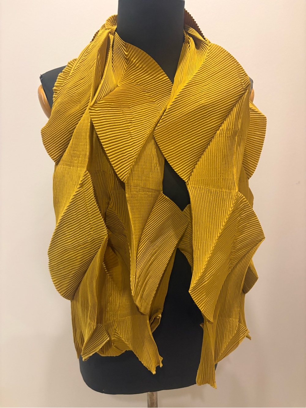 Brand new mustard Yellow hand Pleated Statement Scarf
